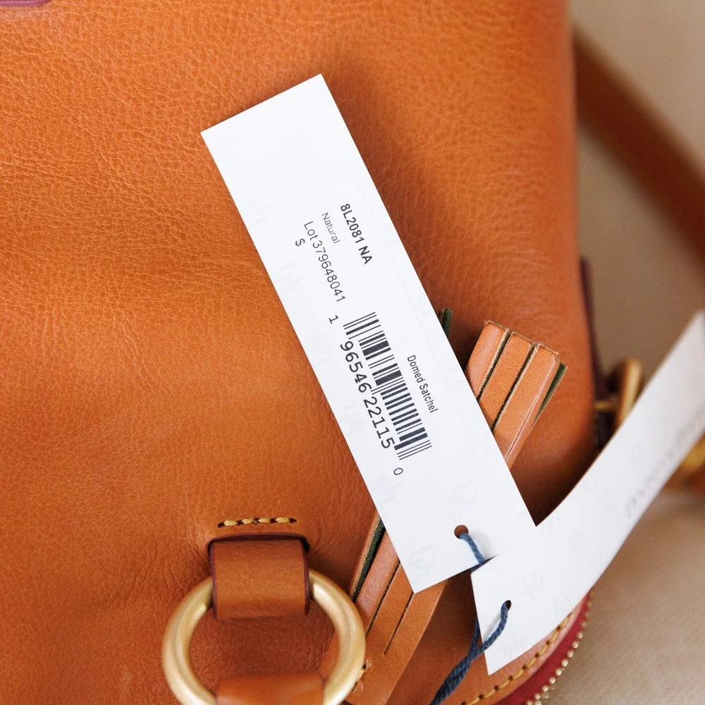Dooney & Bourke Florentine Domed Satchel Natural Leather Handbag NWT